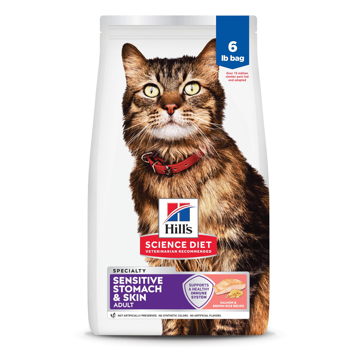 Hill's Science Diet Sensitive Stomach & Skin Dry Cat Food | #1 Veterinarian Recommended, Adult Formula, Chicken & Rice, 7 lb. Bag (Updated Formula)