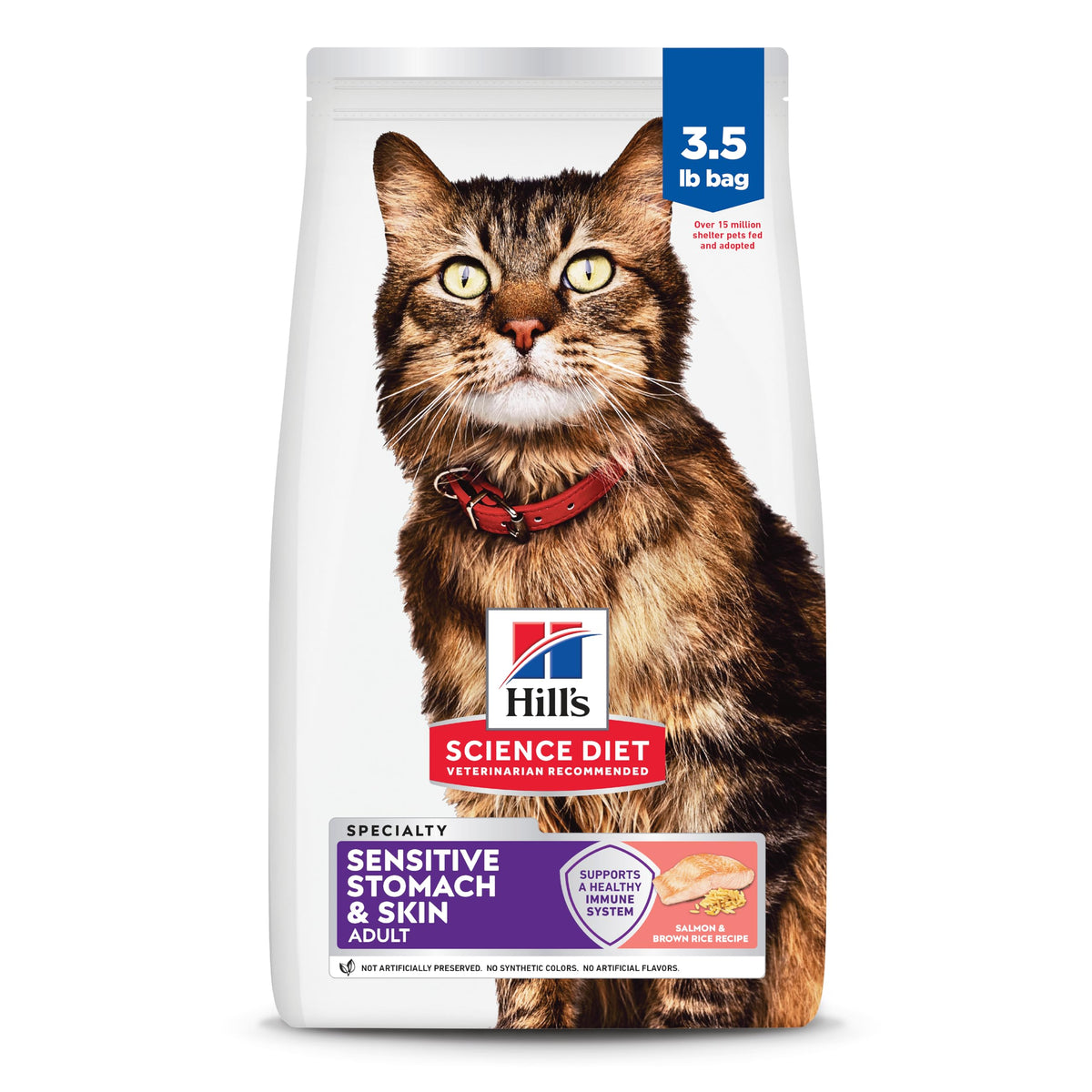 Hill's Science Diet Sensitive Stomach & Skin Dry Cat Food | #1 Veterinarian Recommended, Adult Formula, Chicken & Rice, 7 lb. Bag (Updated Formula)