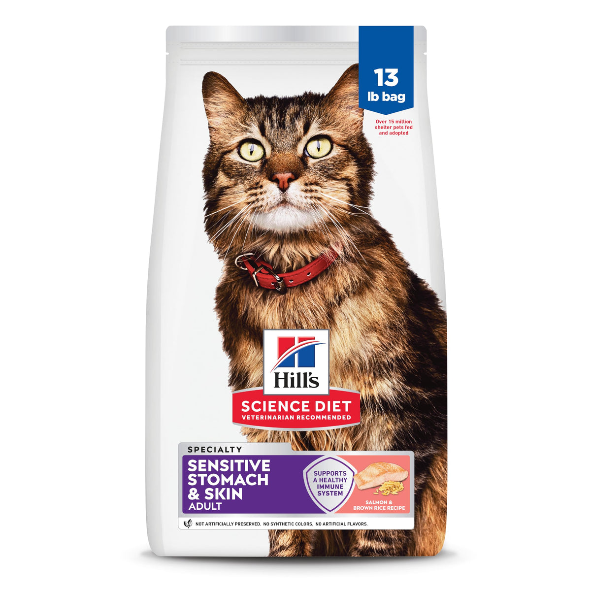 Hill's Science Diet Sensitive Stomach & Skin Dry Cat Food | #1 Veterinarian Recommended, Adult Formula, Chicken & Rice, 7 lb. Bag (Updated Formula)
